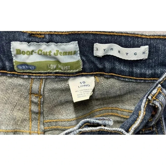 Old Navy Jeans Women's Sz 10 Long Boot Cut Low Waist Stretch Y2K Blue Denim - Picture 4 of 8